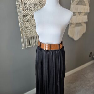 Gibson Latimer Black Maxi Skirt with Tan Belt